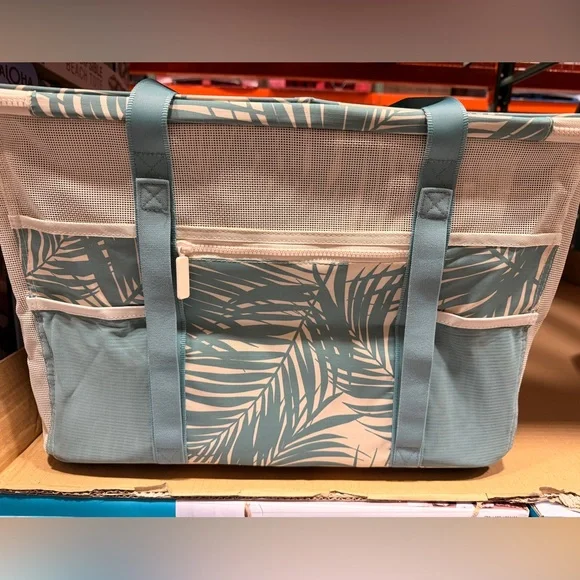 ALOHA Collection w Clevermade Teal Palm Print Collapsible Beach Tote - Picture 4 of 5
